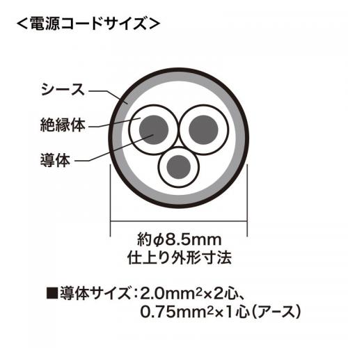電源タップ 6個口 抜け止め3Pコンセント 3m 3P電源プラグ TAP-K6L-3
