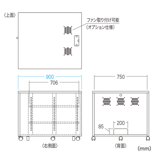 CP-303 レビュー 機器収納ボックス(タワー型サーバー3台収納・W800