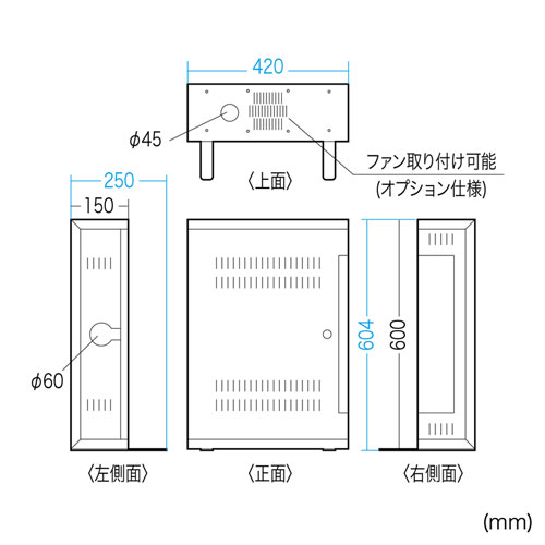 LANハブ 収納ボックス 2U 壁掛対応 19インチ EIA規格 鍵付き 組み立て