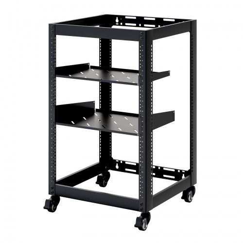 19インチ マウントラック 15U ネットワークラック オープンラック キャビネット EIA規格 キャスター付