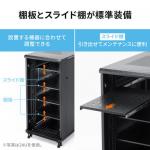 【アウトレット】サーバーラック 19インチマウント 36U 奥行100cm メッシュパネル 棚板×3枚 スライド棚×1枚付き サンワサプライ製