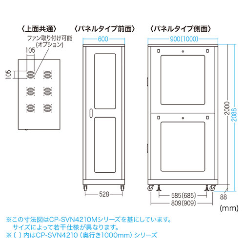 19インチサーバーラック 42U EIA規格 鍵付き メッシュパネル 奥行き